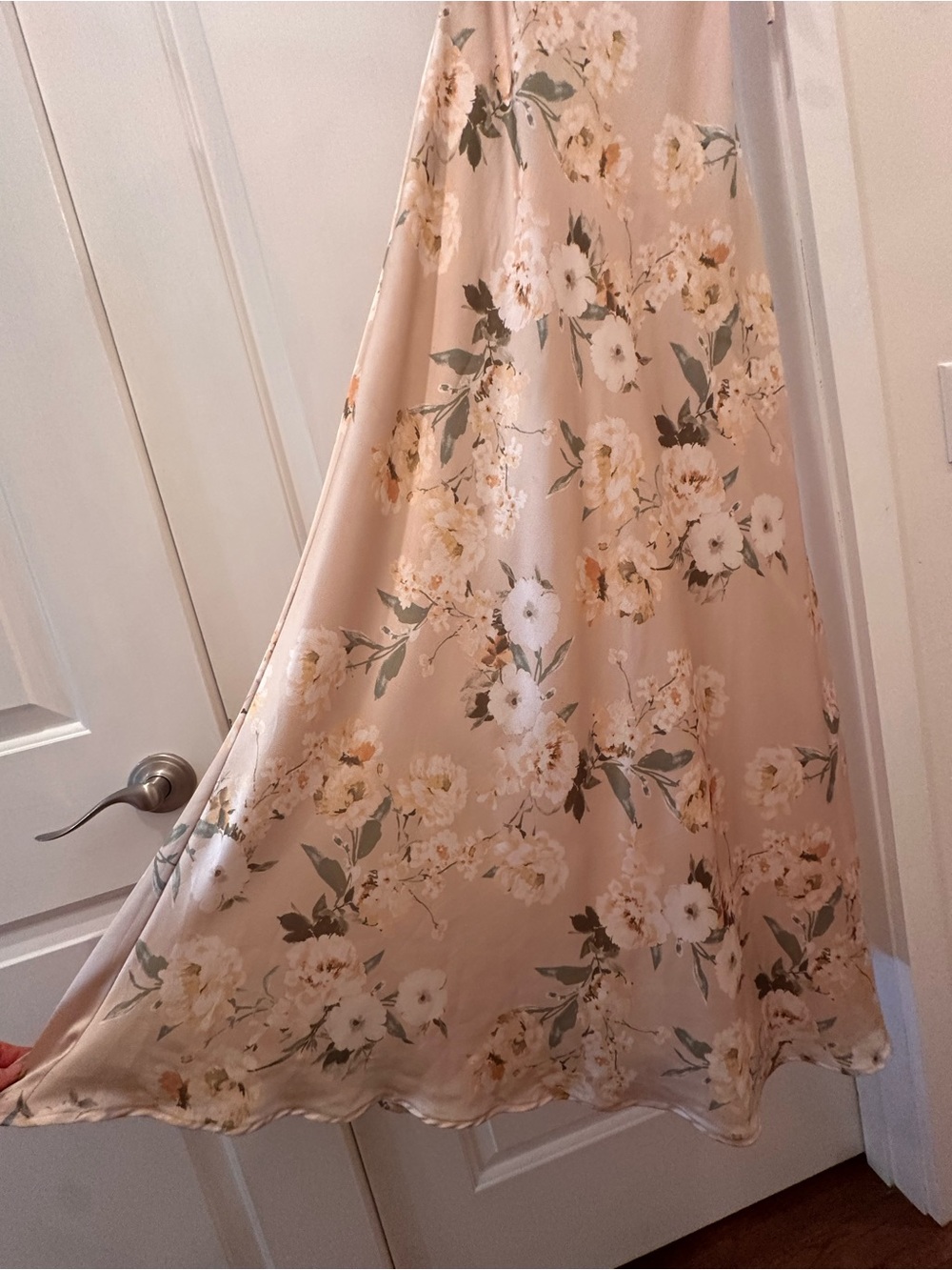 Jenny Yoo Beige Floral Maxi Slip Dress with Spaghetti Straps - Picture 3 of 6